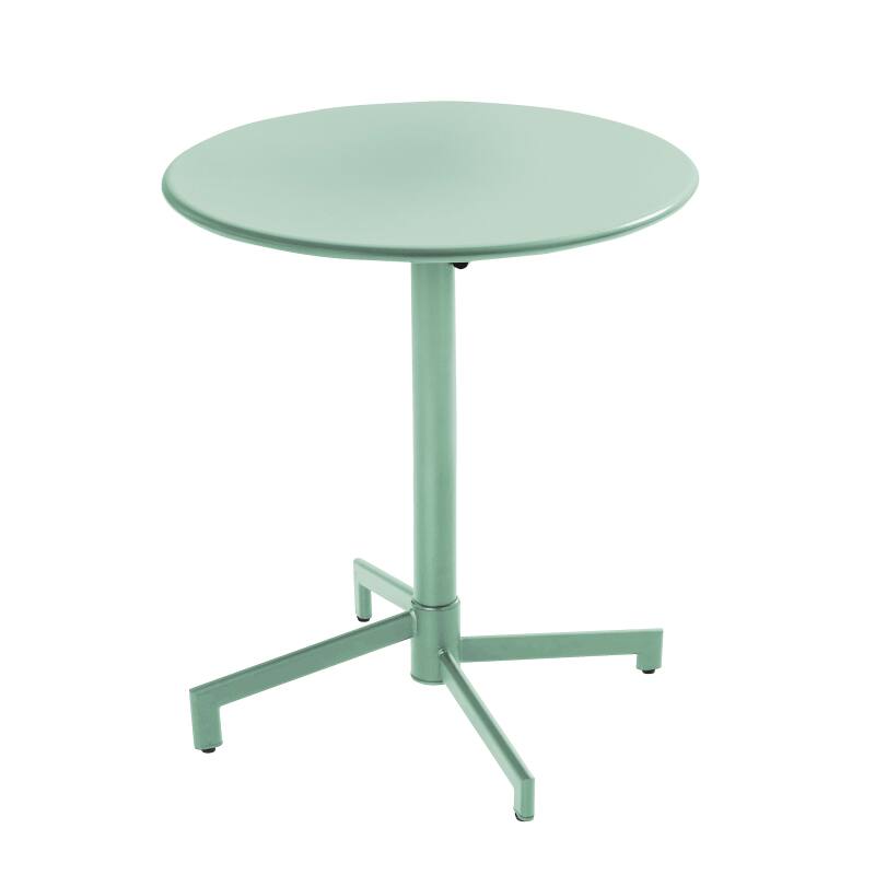 Table de terrasse bistrot ronde inclinable en métal avec pied encastrable 70x70 cm et 2 chaises avec accoudoirs