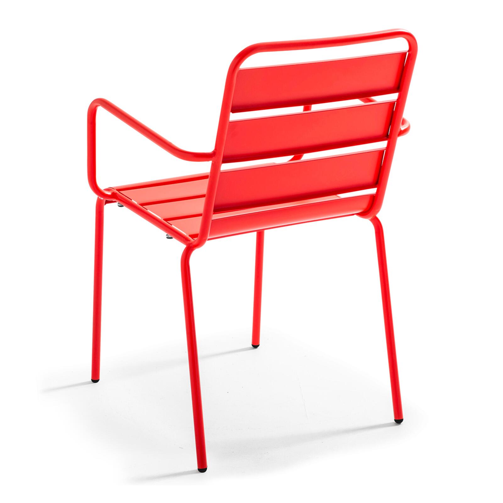 Table de terrasse bistrot ronde inclinable en métal avec pied encastrable 70x70 cm et 2 chaises avec accoudoirs