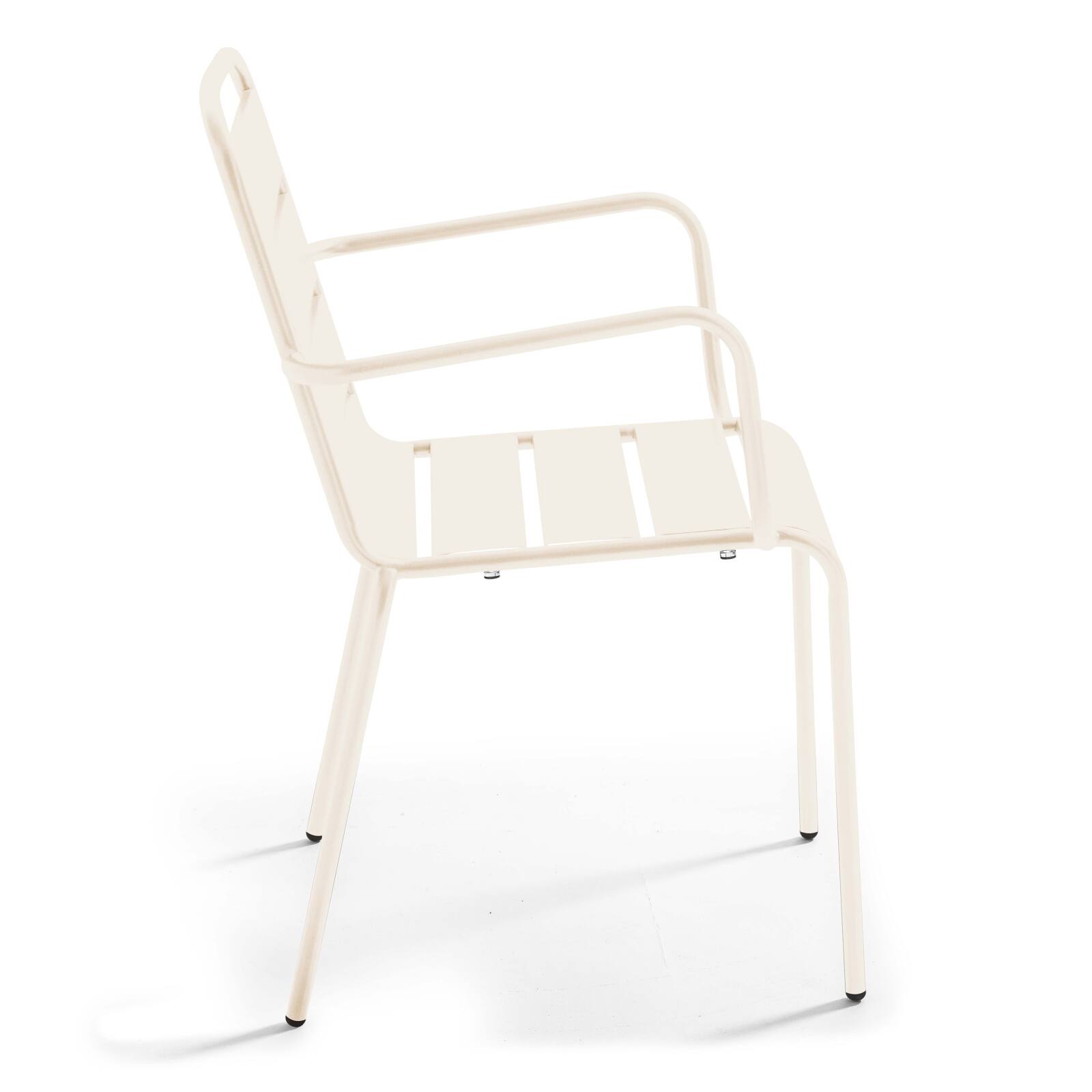 Table de terrasse bistrot ronde inclinable en métal avec pied encastrable 70x70 cm et 2 chaises avec accoudoirs