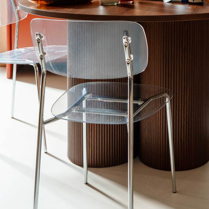 Chaises de restaurant en plastique et métal transparentes - Lot de 2 (5/7)