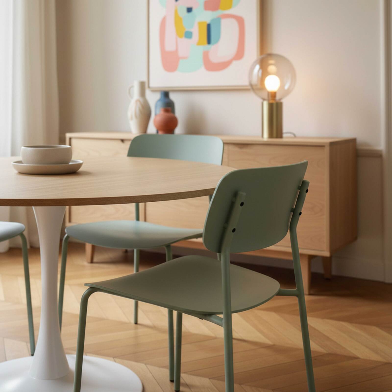 Chaises de restaurant en plastique et métal - Lot de 2