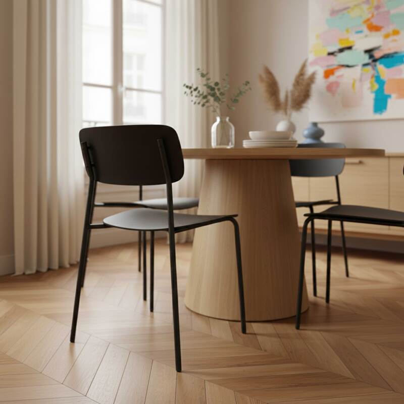 Chaises de restaurant en plastique et métal - Lot de 2 (4/8)