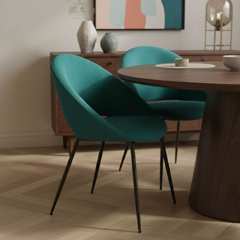 Chaises de restaurant en velours et métal - Lot de 2 (2/8)