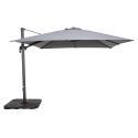 Parasol déporté professionnel 3x3 m carré inclinable 250g/m² rotatif 360° et 4 dalles à lester remplissables