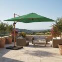 Parasol déporté professionnel 3x3 m carré inclinable 250g/m² inclinable rotatif 360° et 4 dalles à lester remplissables