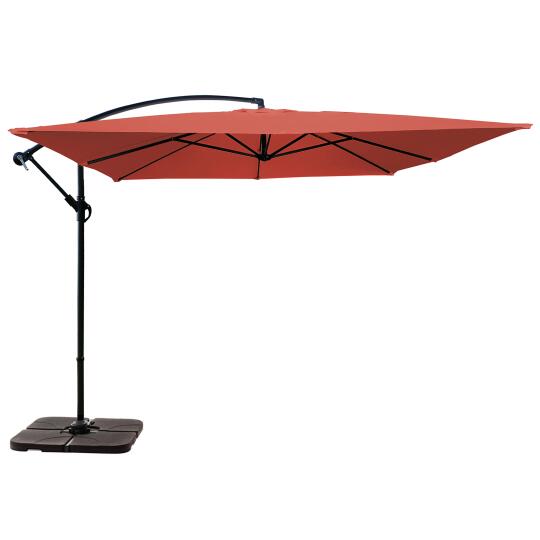 Parasol déporté professionnel 3x3 m carré 160g/m² et 4 dalles à lester remplissable | Mobeventpro