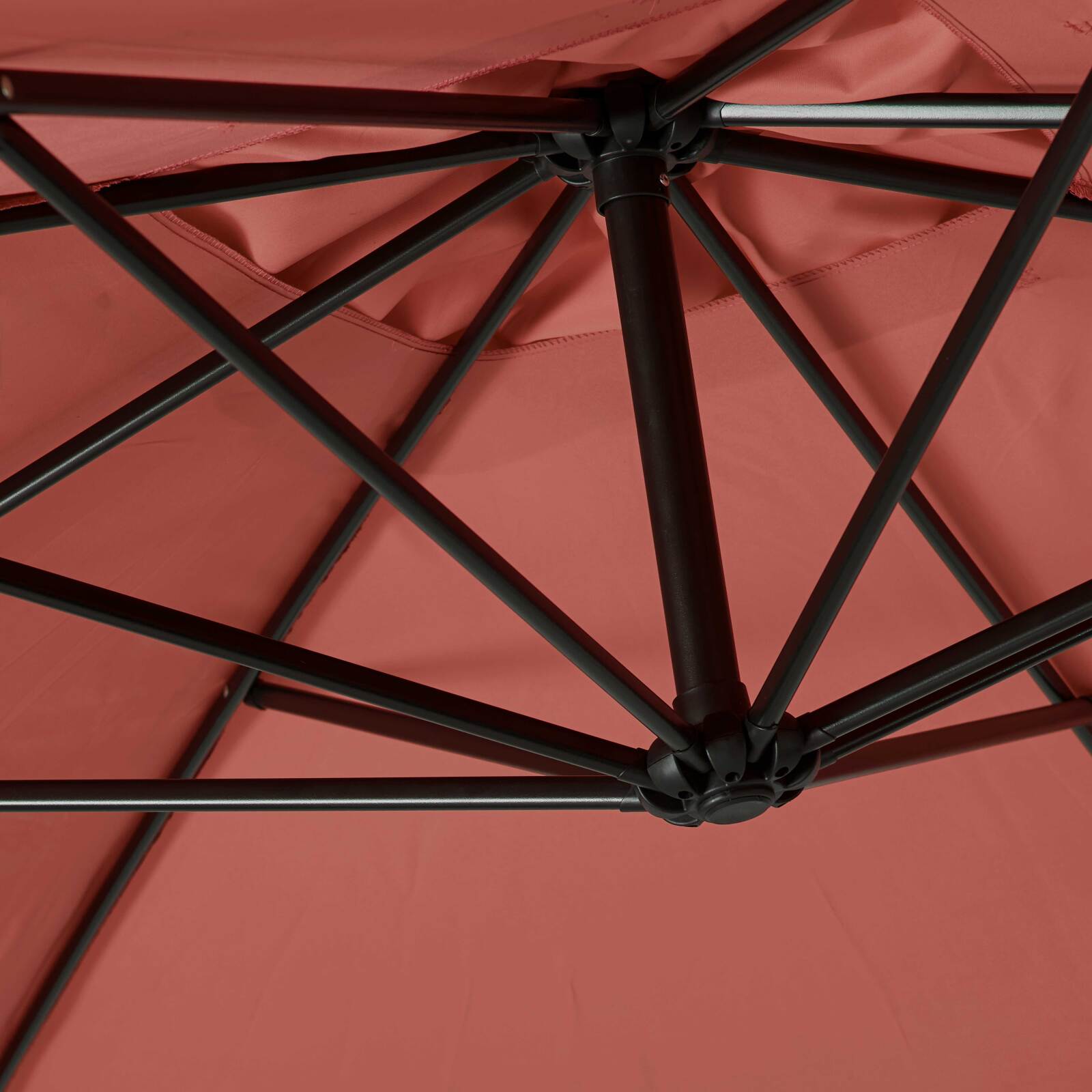 Parasol déporté professionnel 3x3 m carré 160g/m² et 4 dalles à lester remplissable