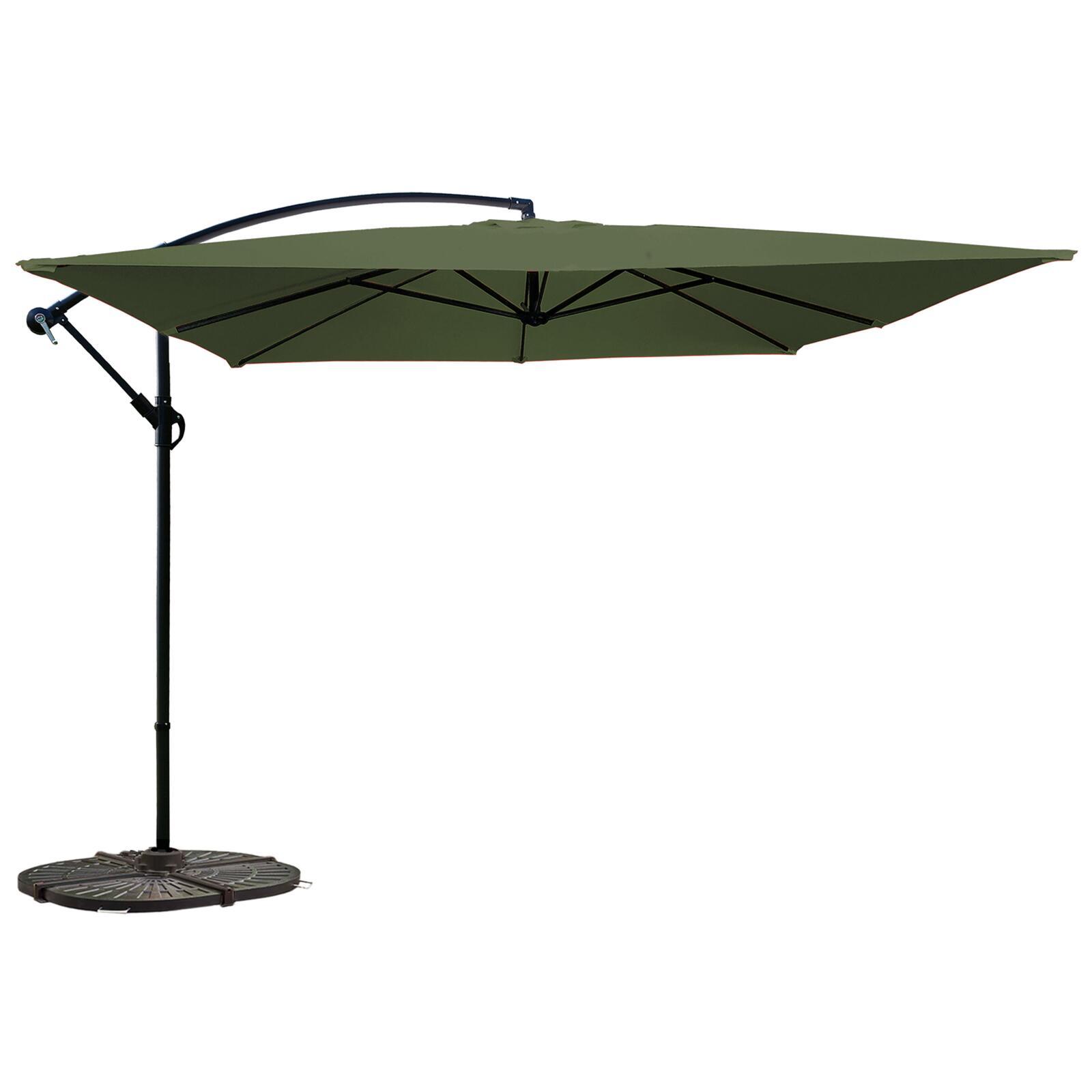 Parasol déporté professionnel 3x3 m carré 160g/m² et 4 dalles lestées