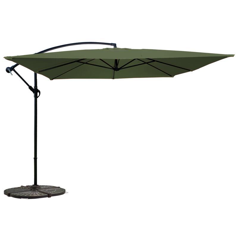 Parasol déporté professionnel 3x3 m carré 160g/m² et 4 dalles lestées