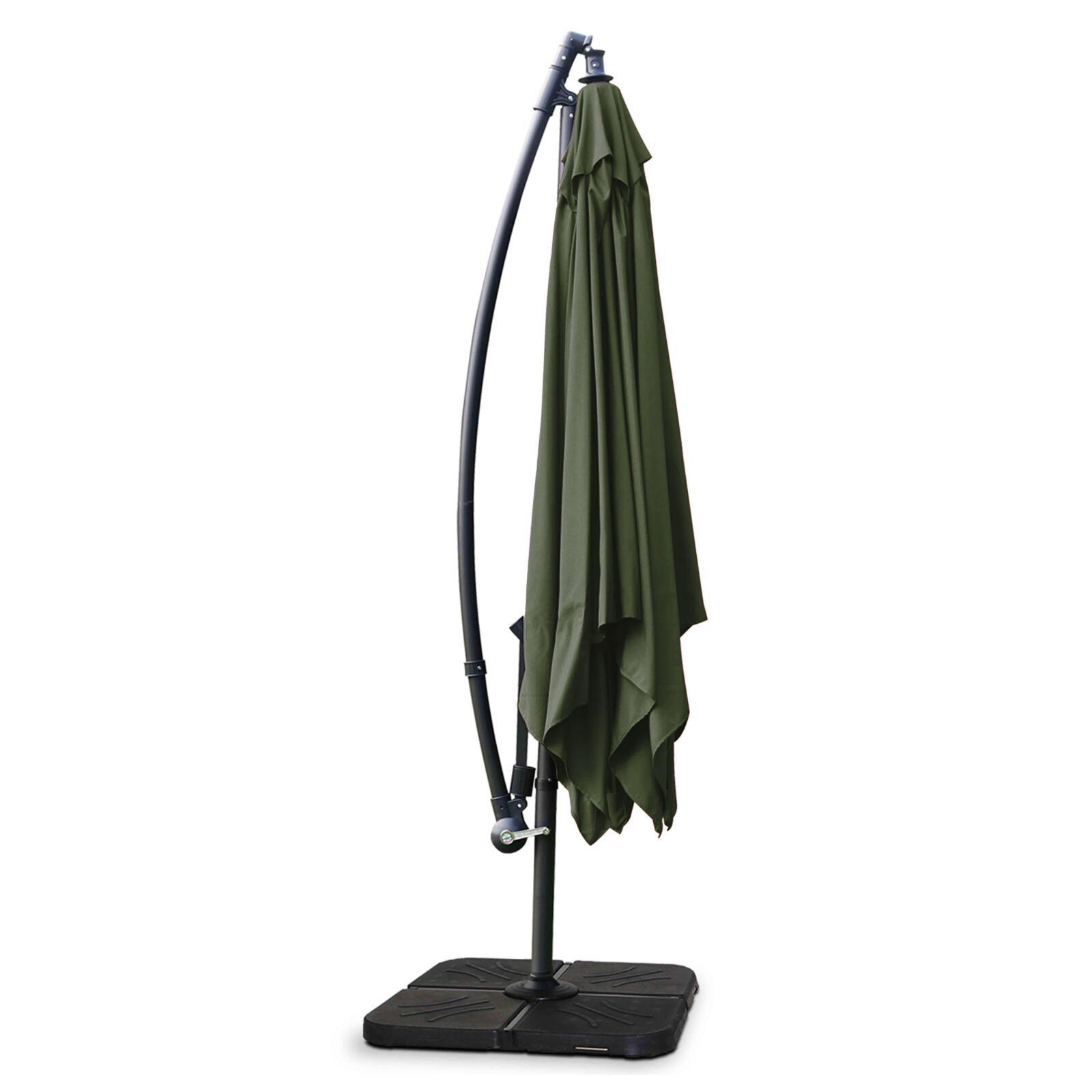 Parasol déporté professionnel 3x3 m carré 160g/m² et 4 dalles lestées