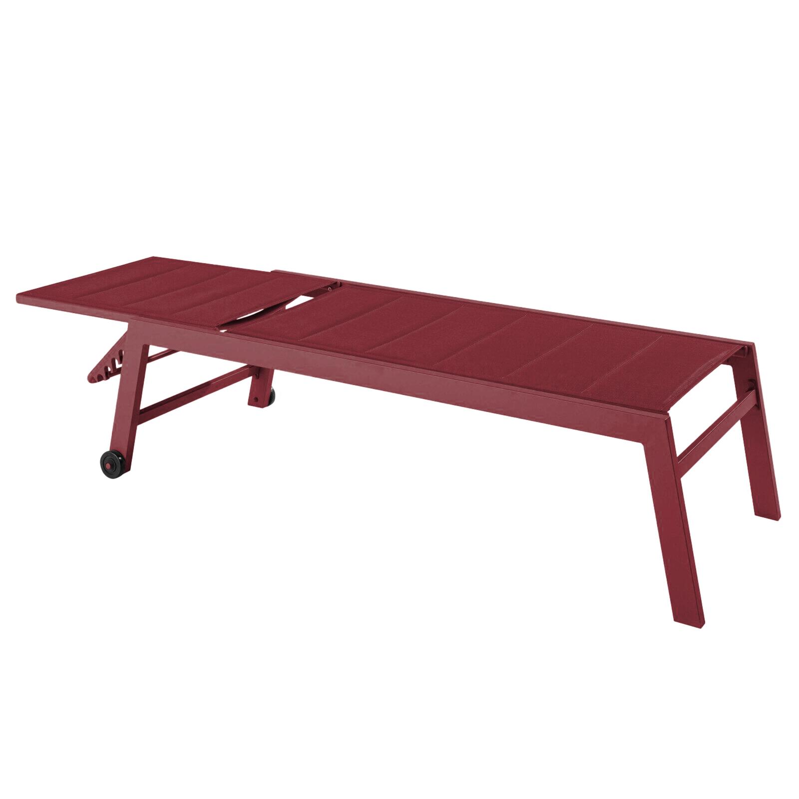 Transats professionnels aluminium et textilène inclinables 5 positions avec roues- Lot de 2