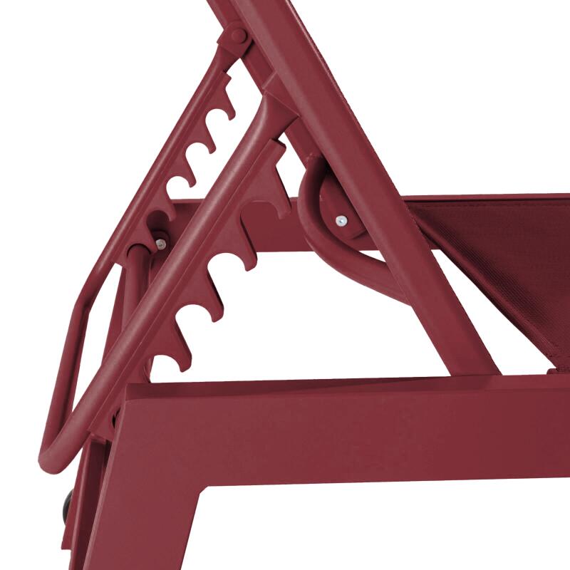 Transats professionnels aluminium et textilène inclinables 5 positions avec roues- Lot de 2 (5/6)