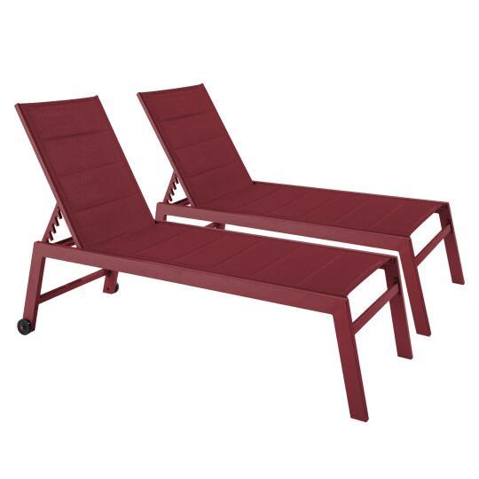 Lot de 2 transats en aluminium et textilène empilables | Mobeventpro