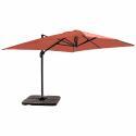 Parasol déporté professionnel 4x3 m rectangulaire inclinable 240g/m² rotatif 360° et 4 dalles à lester remplissables