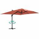 Parasol déporté professionnel 4x3 m rectangulaire inclinable 240g/m² rotatif 360° et 4 dalles à lester remplissables