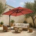 Parasol déporté professionnel 4x3 m rectangulaire inclinable 240g/m² rotatif 360° et 4 dalles lestées