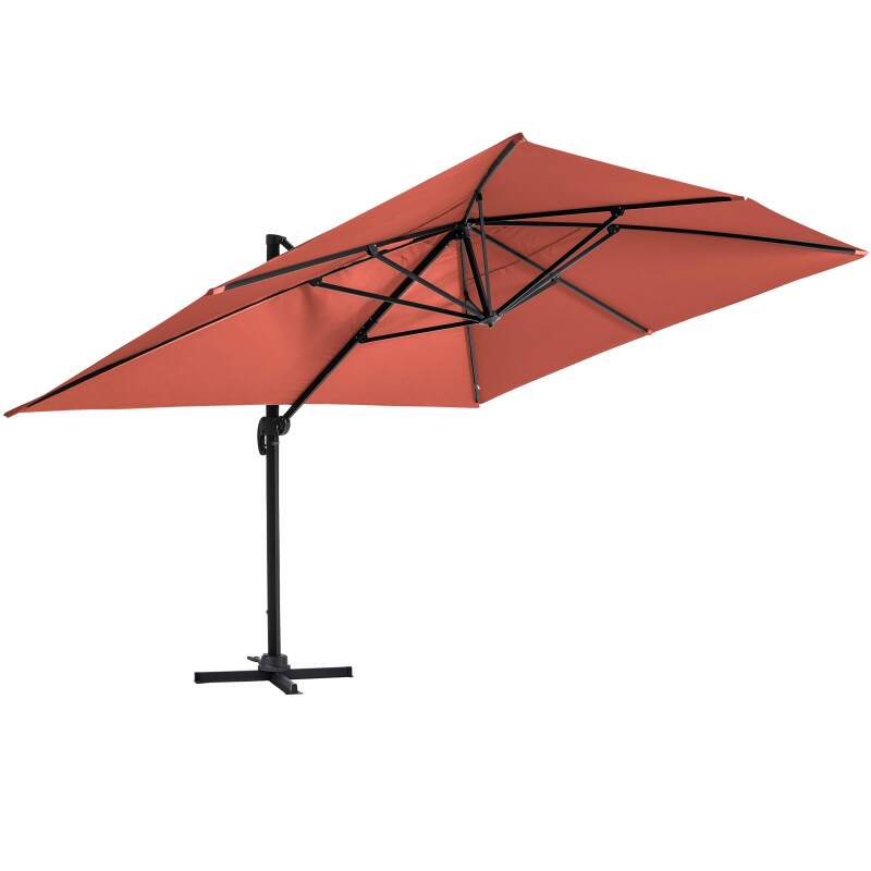 Parasol déporté professionnel 4x3 m rectangulaire inclinable 240g/m² rotatif 360° (2/7)