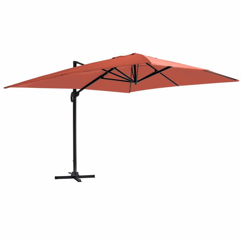 Parasol déporté professionnel 4x3 m rectangulaire inclinable 240g/m² rotatif 360°