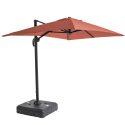Parasol déporté professionnel 2x3 m rectangulaire inclinable 240g/m² 360° et dalle à lester sur roues 100L