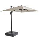 Parasol déporté professionnel 2x3 m rectangulaire inclinable 240g/m² 360° et dalle à lester sur roues 100L