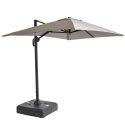 Parasol déporté professionnel 2x3 m rectangulaire inclinable 240g/m² 360° et dalle à lester sur roues 100L