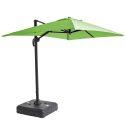 Parasol déporté professionnel 2x3 m rectangulaire inclinable 240g/m² 360° et dalle à lester sur roues 100L
