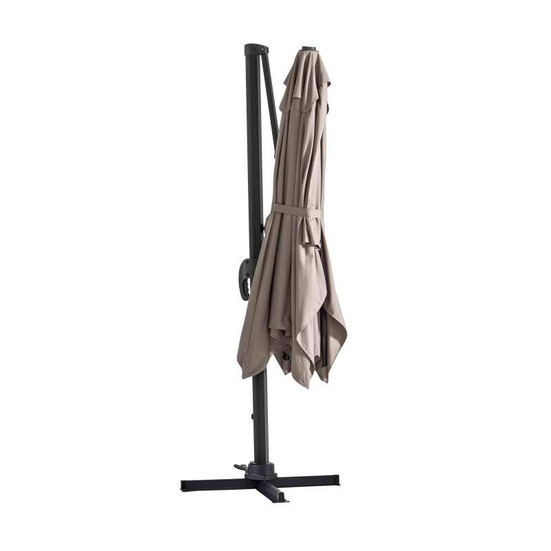 Parasol déporté professionnel 2x3 m rectangulaire inclinable 240g/m² 360° et dalle à lester sur roues 100L