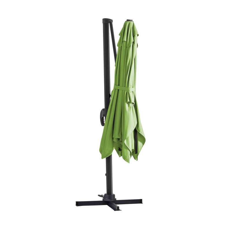 Parasol déporté professionnel 2x3 m rectangulaire inclinable 240g/m² 360° et dalle à lester sur roues 100L