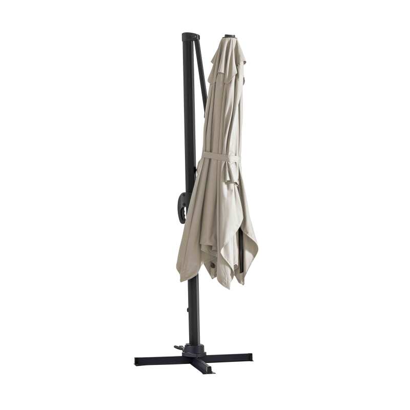 Parasol déporté professionnel 2x3 m rectangulaire inclinable 240g/m² 360° et dalle à lester sur roues 100L