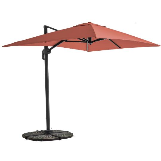 Parasol déporté professionnel 2x3 m rectangulaire inclinable 240g/m² rotatif 360° et 4 dalles lestées | Mobeventpro