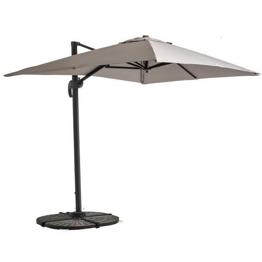 Parasol déporté professionnel 2x3 m rectangulaire inclinable 240g/m² rotatif 360° et 4 dalles lestées | Mobeventpro