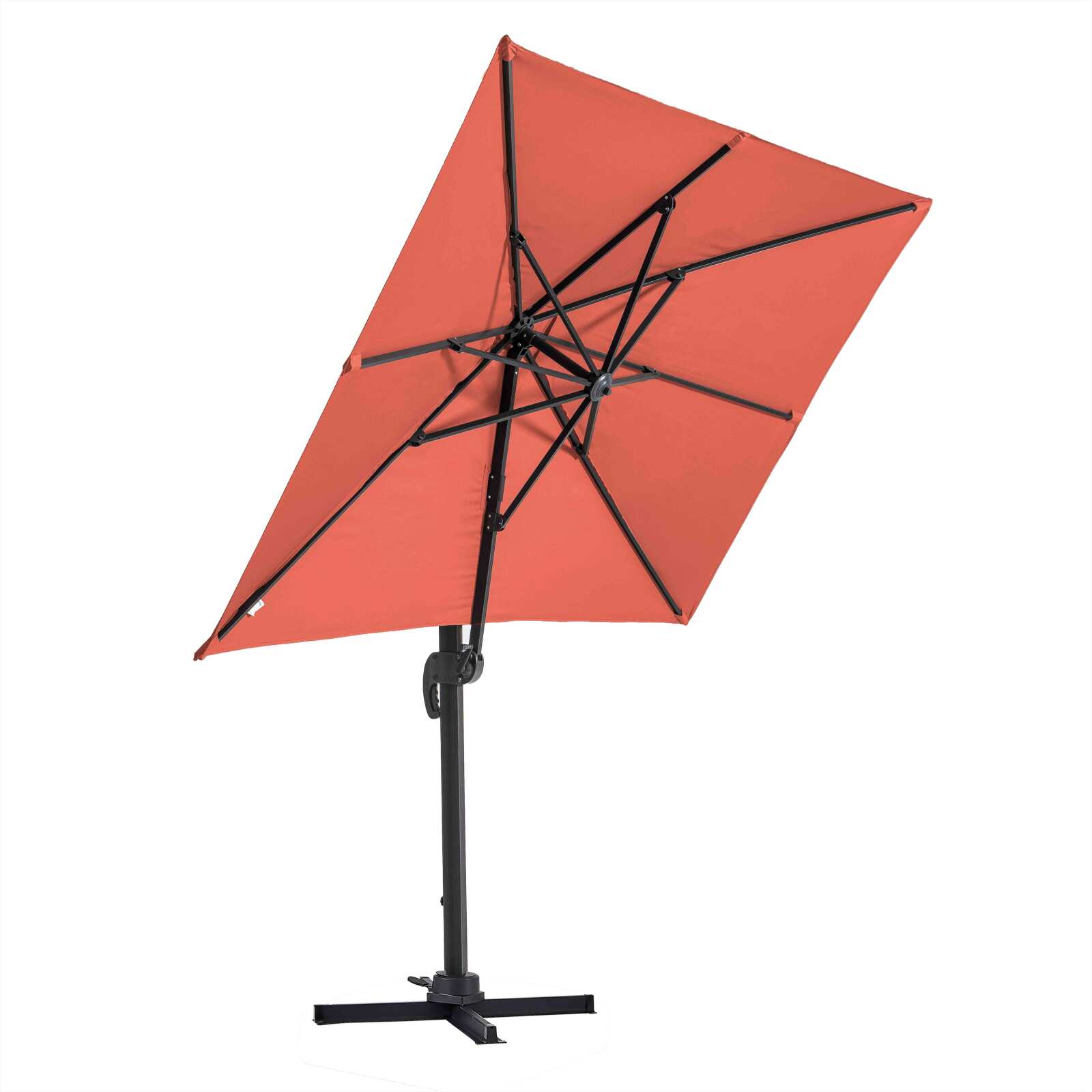 Parasol déporté professionnel 2x3 m rectangulaire inclinable 240g/m² rotatif 360° et 4 dalles lestées