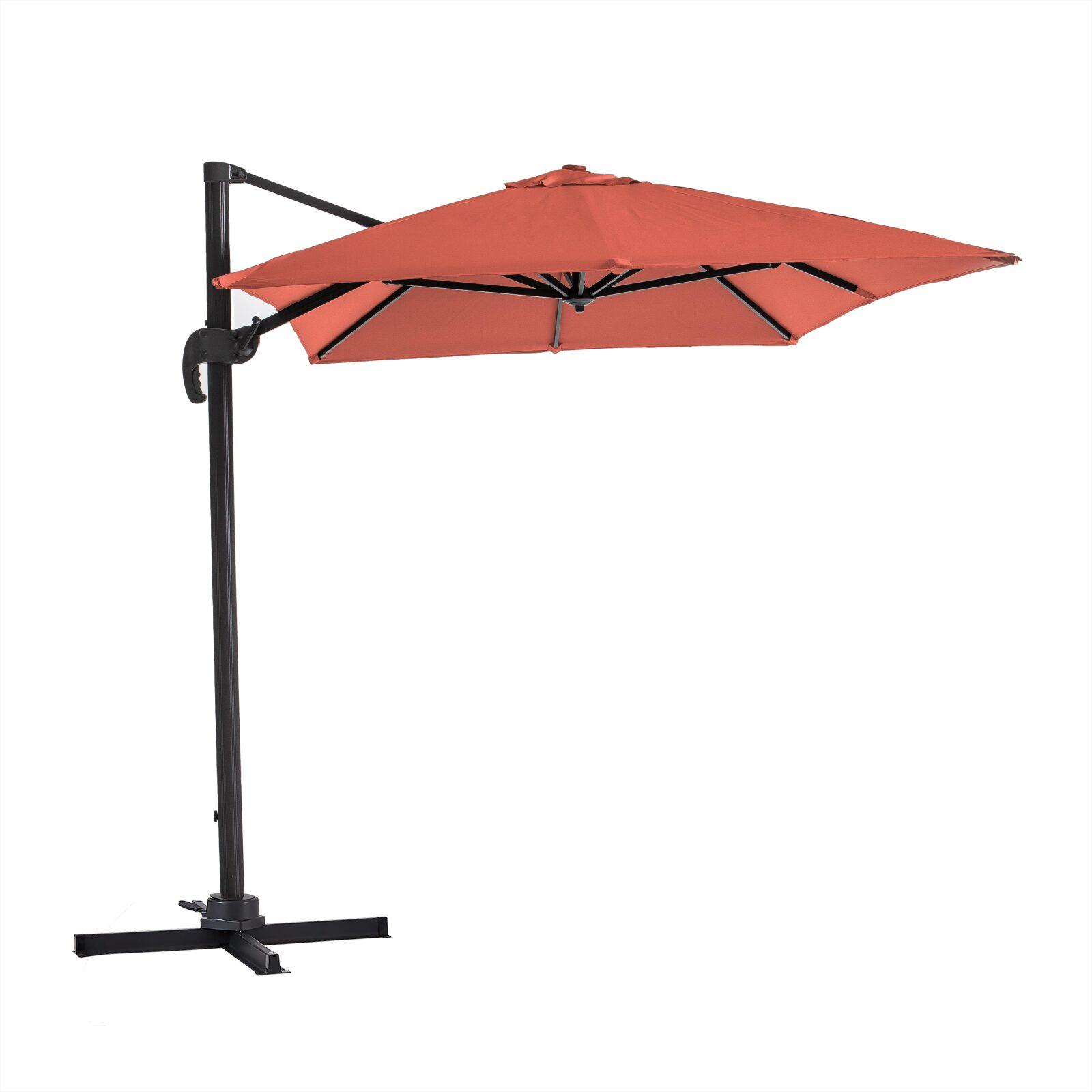 Parasol déporté professionnel 2x3 m rectangulaire inclinable 240g/m² rotatif 360° et 4 dalles lestées