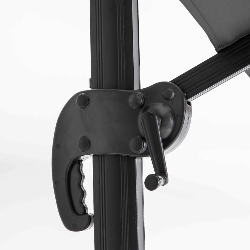 Parasol déporté professionnel 2x3 m rectangulaire inclinable 240g/m² rotatif 360° et 4 dalles lestées (3/6)