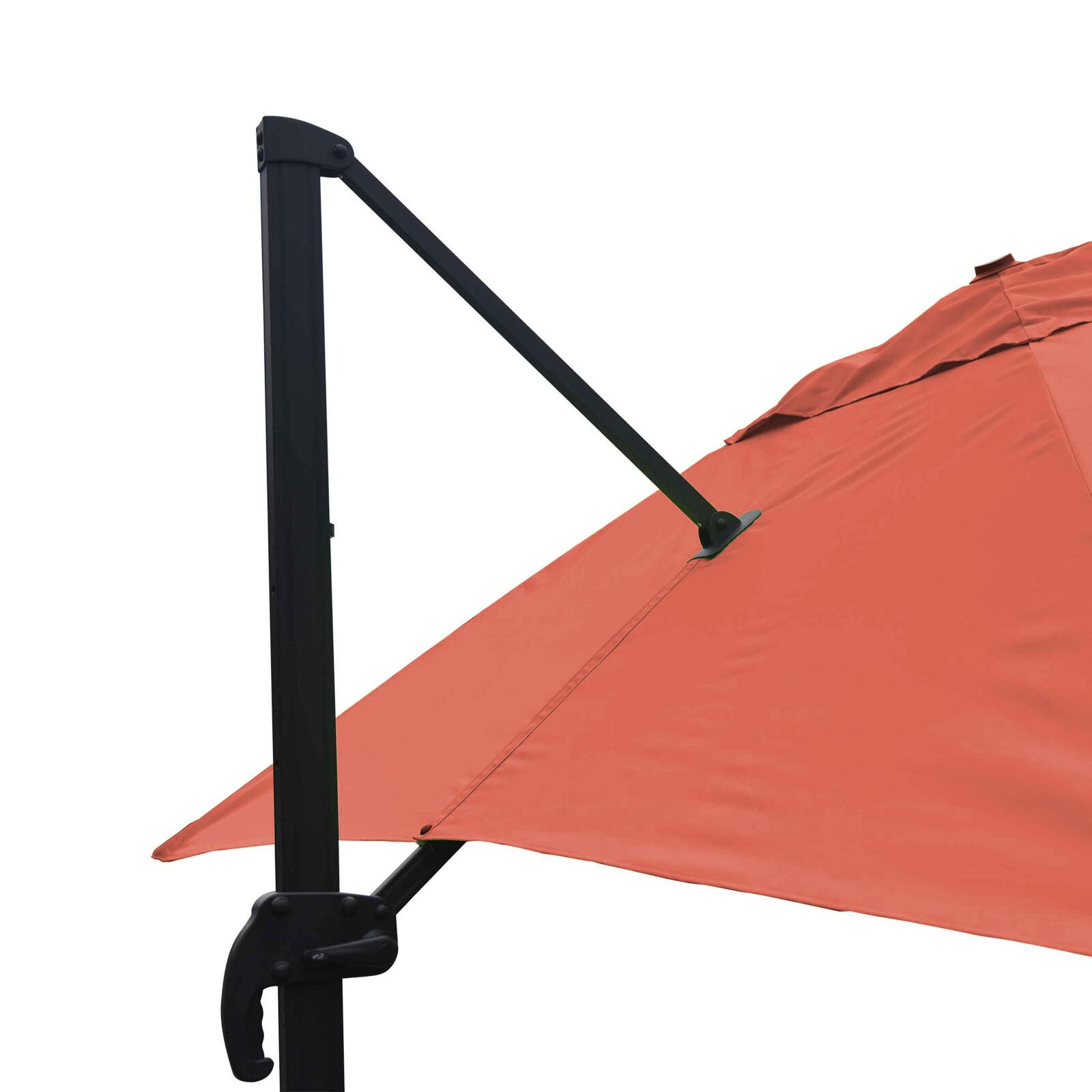 Parasol déporté professionnel 3x3 m carré inclinable 250/m² rotatif 360°