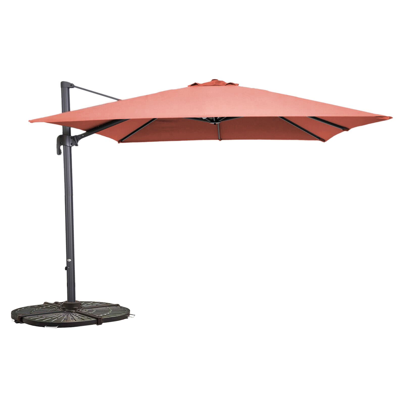 Parasol déporté professionnel  3x3 m carré inclinable 250g/m² rotatif 360° et 4 dalles lestées