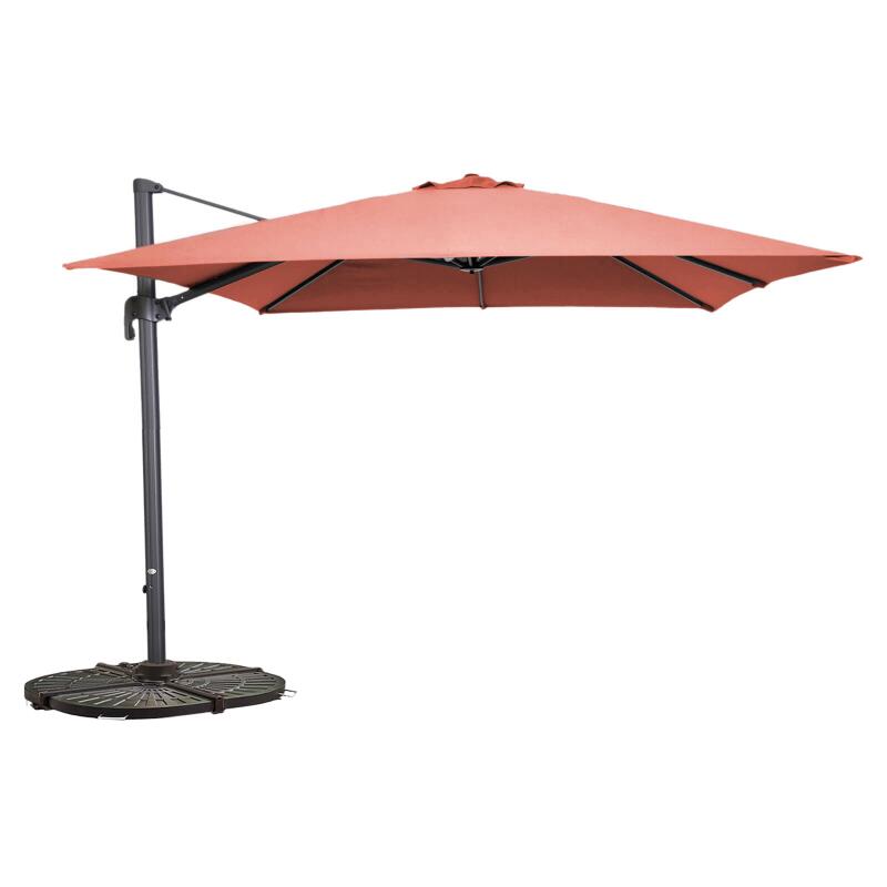 Parasol déporté professionnel  3x3 m carré inclinable 250g/m² rotatif 360° et 4 dalles lestées