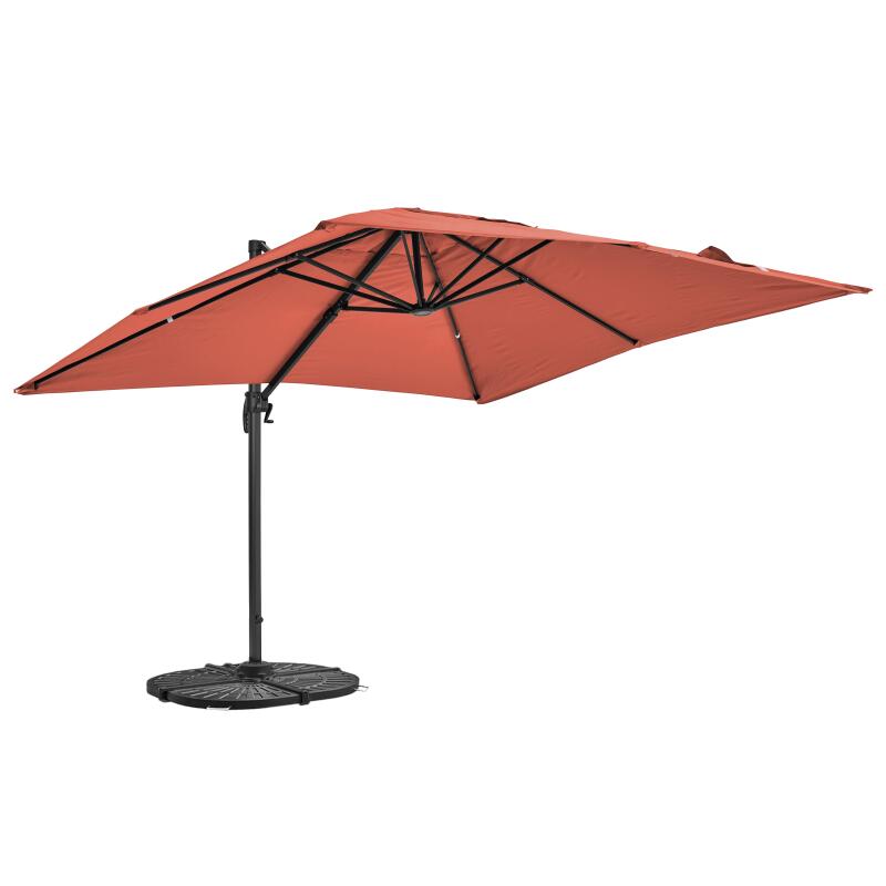 Parasol déporté professionnel  3x3 m carré inclinable 250g/m² rotatif 360° et 4 dalles lestées (3/6)