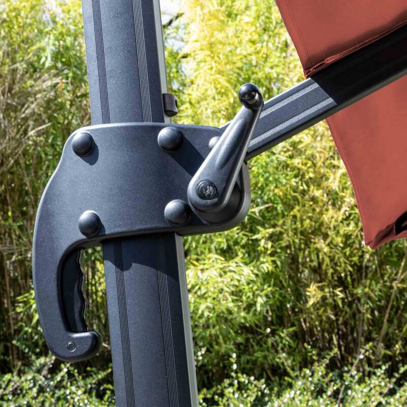 Parasol déporté professionnel  3x3 m carré inclinable 250g/m² rotatif 360° et 4 dalles lestées (5/6)