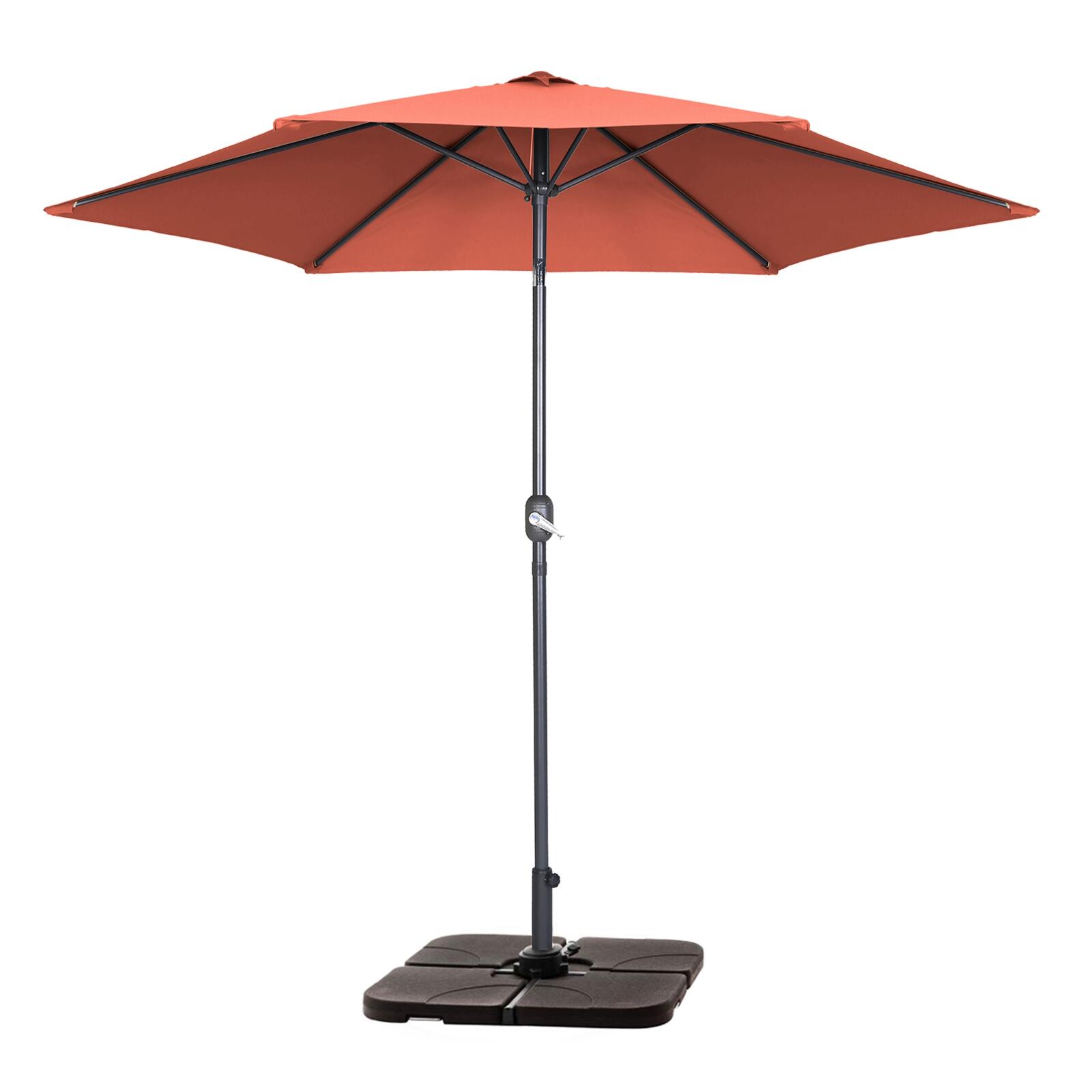 Parasol professionnel inclinable à manivelle Ø3 m 180g/m² avec 4 dalles à lester remplissables
