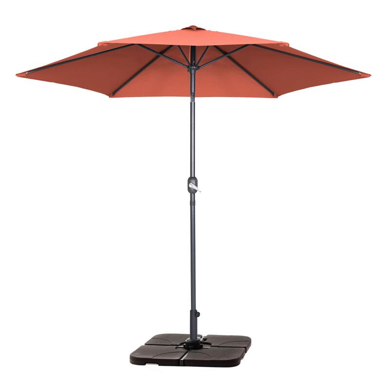 Parasol professionnel inclinable à manivelle Ø3 m 180g/m² avec 4 dalles à lester remplissables