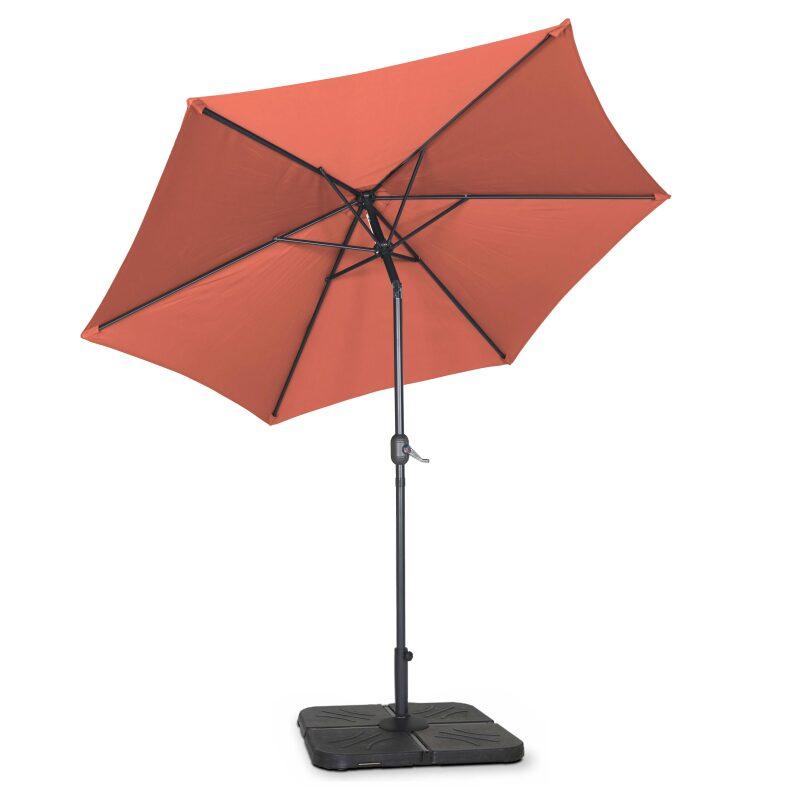 Parasol professionnel inclinable à manivelle Ø3 m 180g/m² avec 4 dalles à lester remplissables (2/5)
