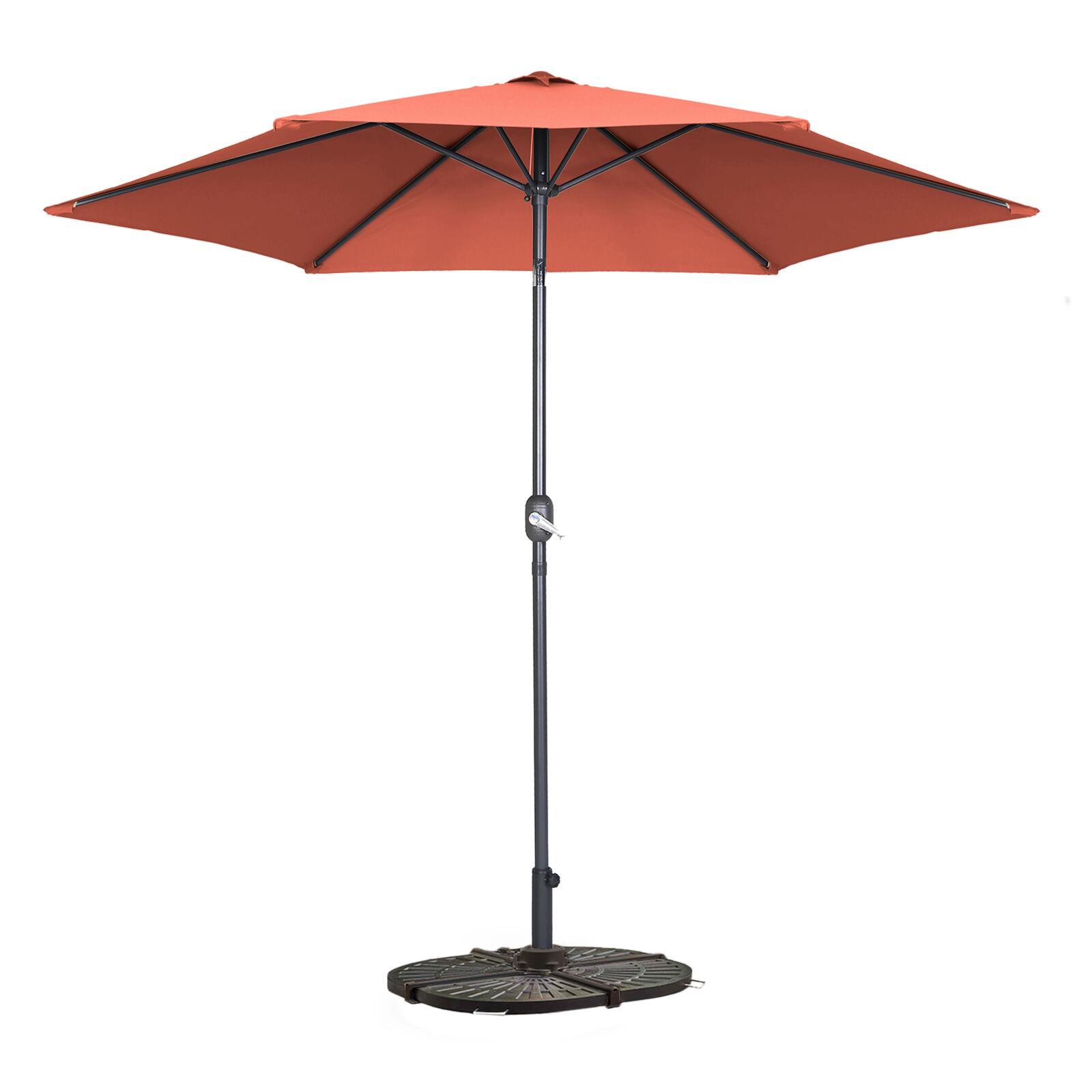 Parasol professionnel inclinable à manivelle Ø3 m 180g/m² avec 4 dalles lestées