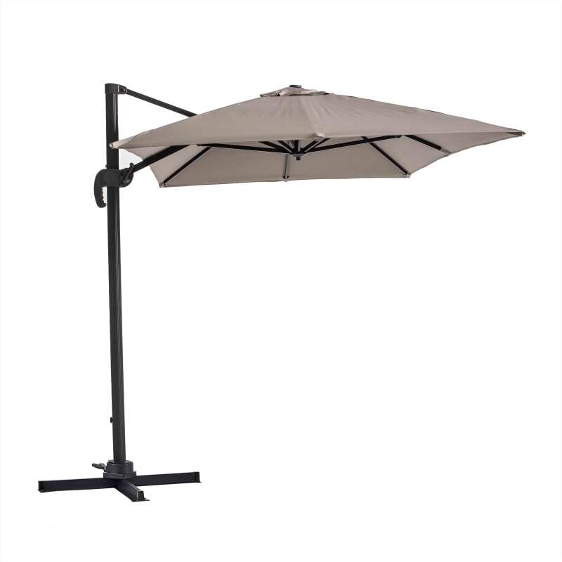 Parasol déporté professionnel 2x3 m rectangulaire inclinable 240g/m² rotatif 360° et 4 dalles à lester remplissables (3/7)