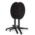 Table de terrasse de restaurant bistrot ronde inclinable en aluminium noir et HPL 4 personnes Ø60 cm