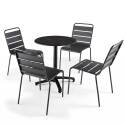 Table de terrasse de restaurant bistrot ronde inclinable en aluminium noir et HPL 4 personnes Ø60 cm
