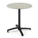 Table de terrasse de restaurant bistrot ronde inclinable en aluminium noir et HPL 4 personnes Ø60 cm