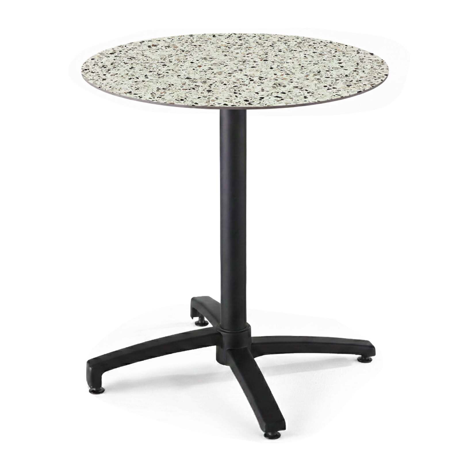 Table de terrasse de restaurant bistrot ronde inclinable en aluminium noir et HPL 4 personnes Ø60 cm