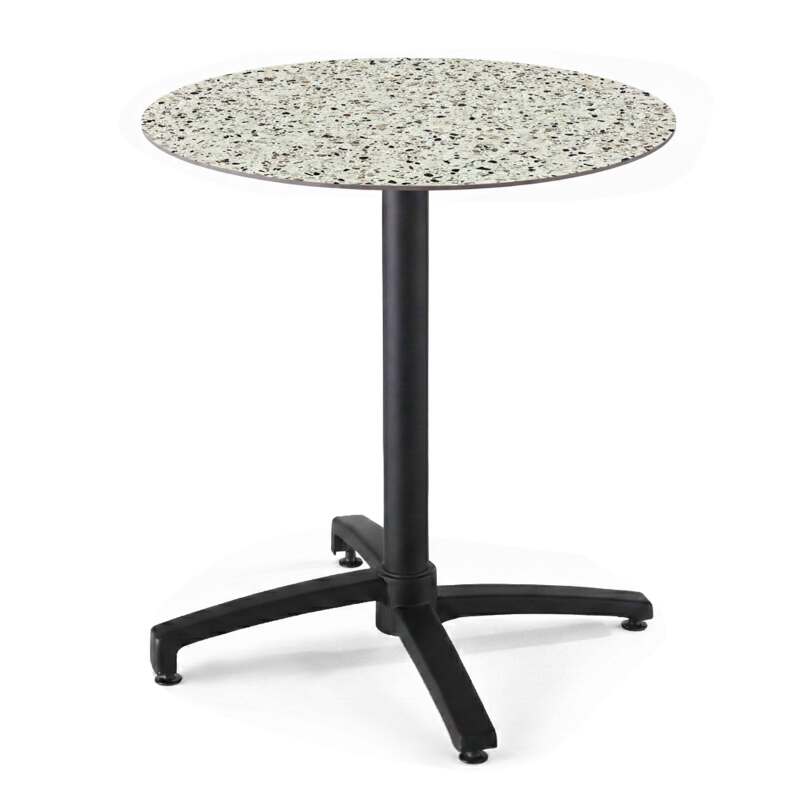 Table de terrasse de restaurant bistrot ronde inclinable en aluminium noir et HPL 4 personnes Ø60 cm