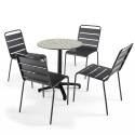 Table de terrasse de restaurant bistrot ronde inclinable en aluminium noir et HPL 4 personnes Ø60 cm